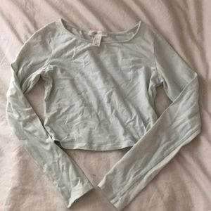 forever 21 long sleeve crop top pastel mint green
